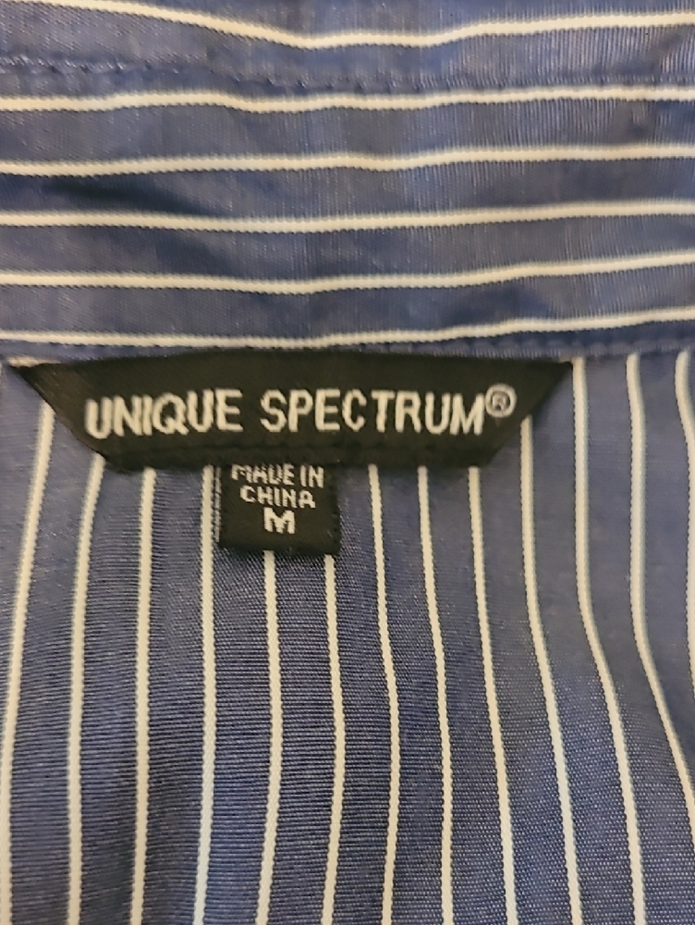 Unique Spectrum Navy & White Striped Tie-Front Button Blouse - Picture 5 of 5